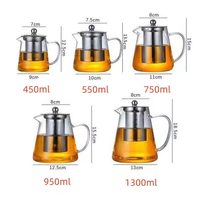 GLASS TEAPOT W/ STAINLESS STEEL STRAINER