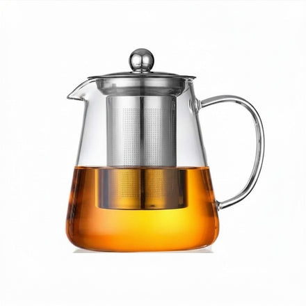 GLASS TEAPOT W/ STAINLESS STEEL STRAINER