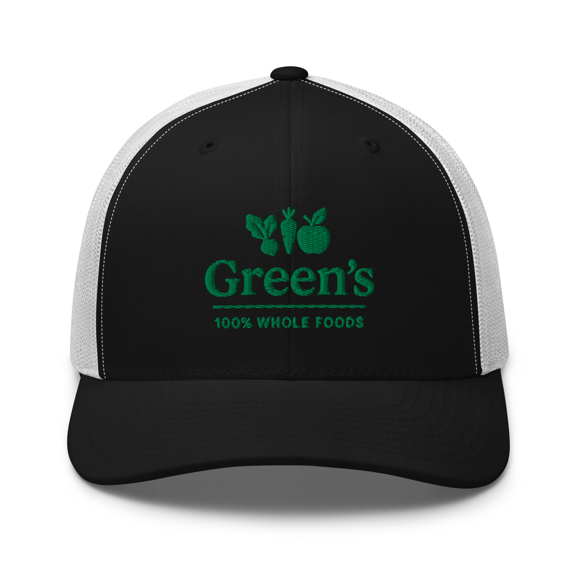 GREEN'S WHOLE FOODS TRUCKER HAT (BLACK & WHITE)